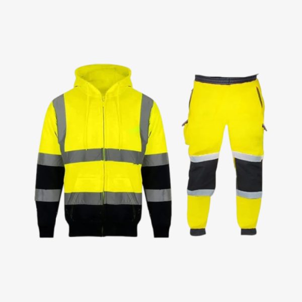 Hi Vis High Visibility Zip Hoodie Tracksuit