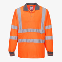 Hi Viz Long Sleeve Polo Men’s Shirts – Orange
