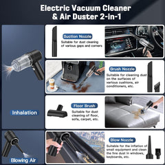 YWSS Cordless Mini Handheld Vacuum, Electric Air Duster & Vacuum Cleaner 2 in 1 Rechargeable, Portable for Home, Office and Car