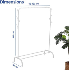 edihome, Clothes Rail, Rack for Bedroom, 118 x 148 x 39 cm, Heavy Duty, Metallic, with Shoe Holder, for Hanging Clothes, Skirts, Shirts, Trousers (White)