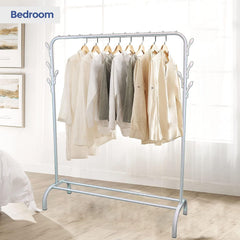 edihome, Clothes Rail, Rack for Bedroom, 118 x 148 x 39 cm, Heavy Duty, Metallic, with Shoe Holder, for Hanging Clothes, Skirts, Shirts, Trousers (White)